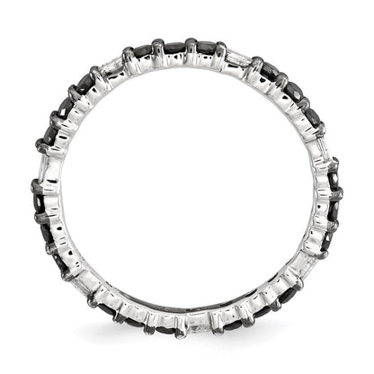 Sterlingsilber Stapelbar Expressions Poliert Schwarz Diamant Ring