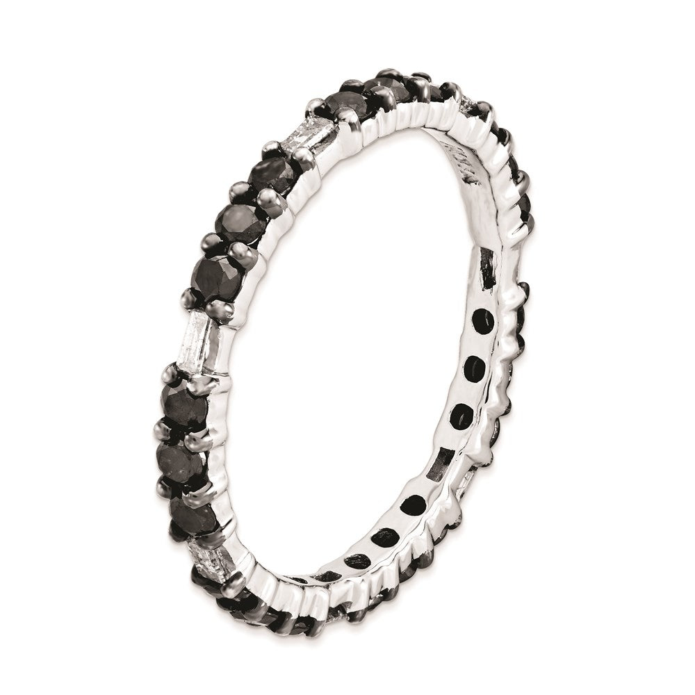 Sterlingsilber Stapelbar Expressions Poliert Schwarz Diamant Ring
