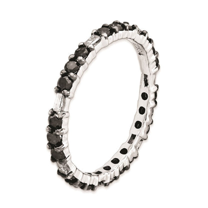 Sterlingsilber Stapelbar Expressions Poliert Schwarz Diamant Ring