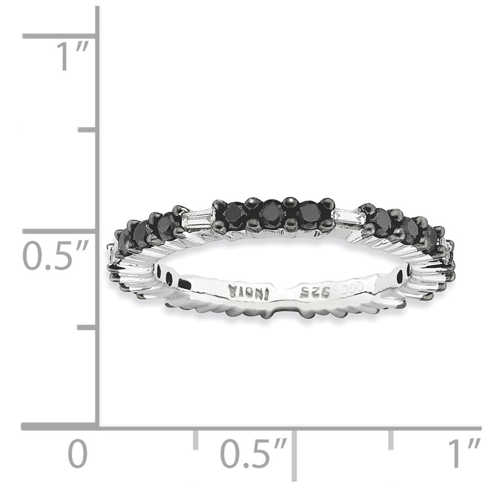 Sterlingsilber Stapelbar Expressions Poliert Schwarz Diamant Ring