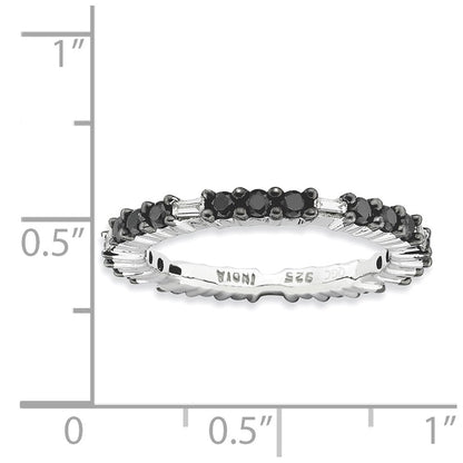 Sterlingsilber Stapelbar Expressions Poliert Schwarz Diamant Ring