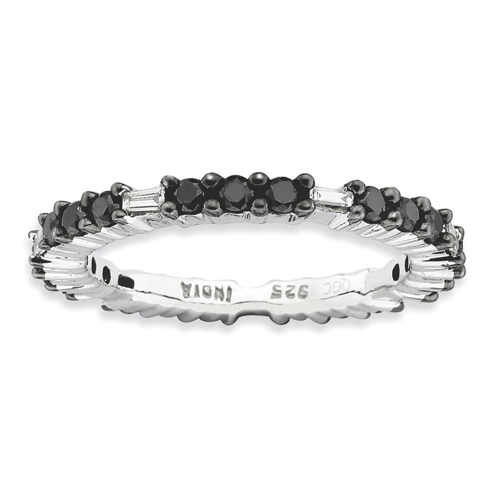 Sterlingsilber Stapelbar Expressions Poliert Schwarz Diamant Ring