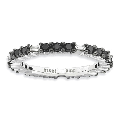 Sterlingsilber Stapelbar Expressions Poliert Schwarz Diamant Ring