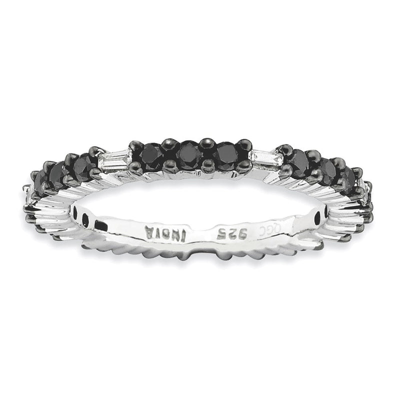 Sterlingsilber Stapelbar Expressions Poliert Schwarz Diamant Ring