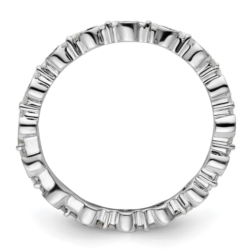 Sterlingsilber Stapelbar Expressions Poliert Schwarz/white Diamant Ring (size 7 Nur)