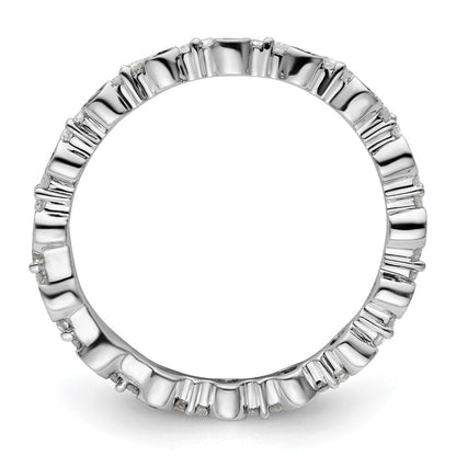 Sterlingsilber Stapelbar Expressions Poliert Schwarz/white Diamant Ring (size 7 Nur)