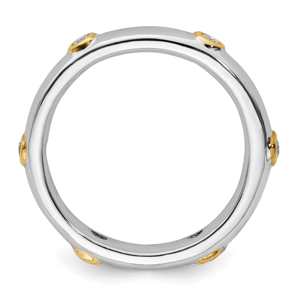 Sterlingsilber Stapelbar Expressions Poliert Diamant Ring (size 9 Nur)