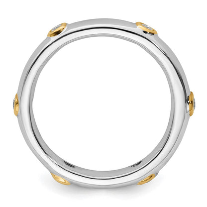 Sterlingsilber Stapelbar Expressions Poliert Diamant Ring (size 9 Nur)