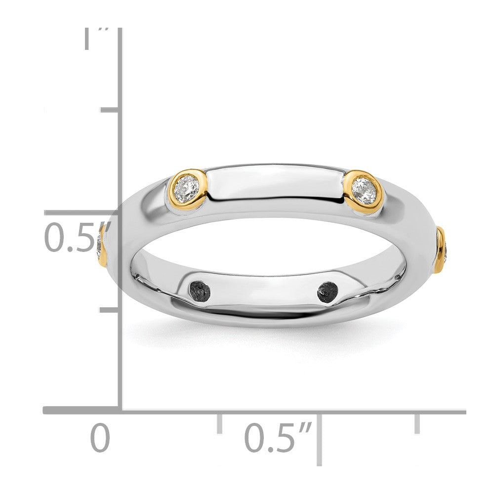 Sterlingsilber Stapelbar Expressions Poliert Diamant Ring (size 9 Nur)