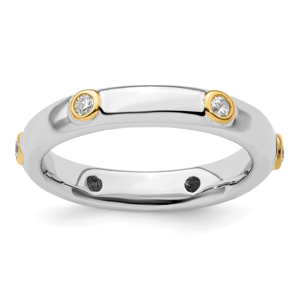 Sterlingsilber Stapelbar Expressions Poliert Diamant Ring (size 9 Nur)