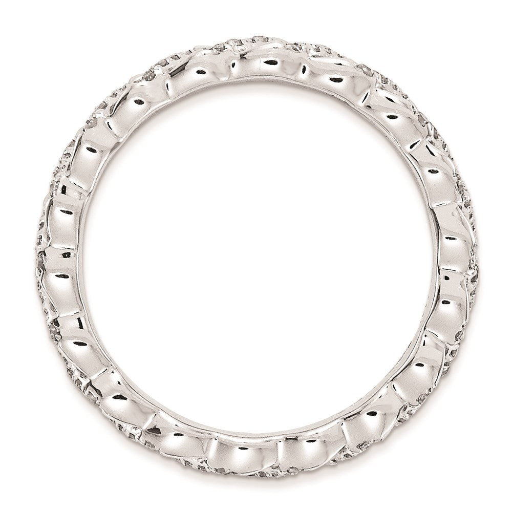 Sterlingsilber Stapelbar Expressions Poliert Diamant Ring (size 6 Nur)