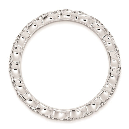 Sterlingsilber Stapelbar Expressions Poliert Diamant Ring (size 6 Nur)