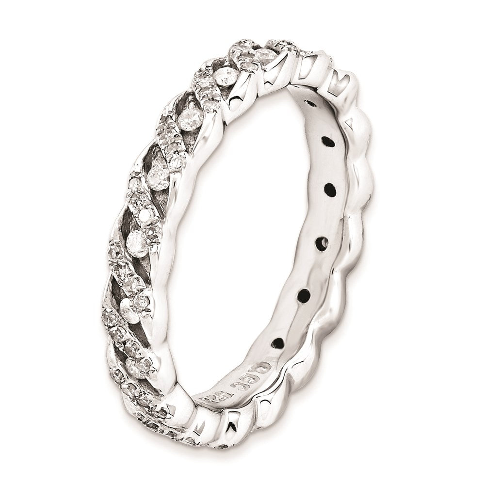 Sterlingsilber Stapelbar Expressions Poliert Diamant Ring (size 6 Nur)