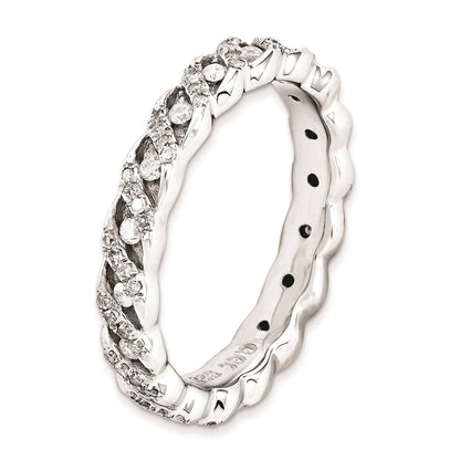 Sterlingsilber Stapelbar Expressions Poliert Diamant Ring (size 6 Nur)