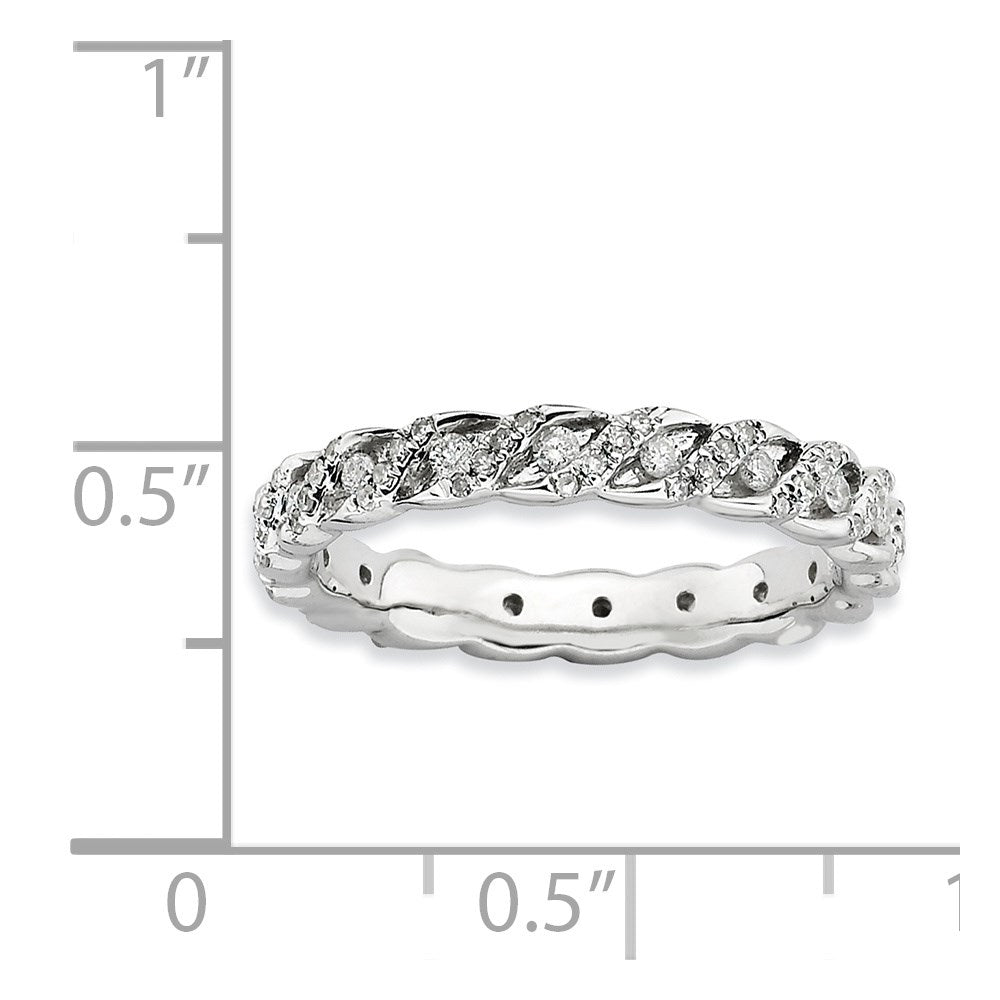 Sterlingsilber Stapelbar Expressions Poliert Diamant Ring (size 6 Nur)