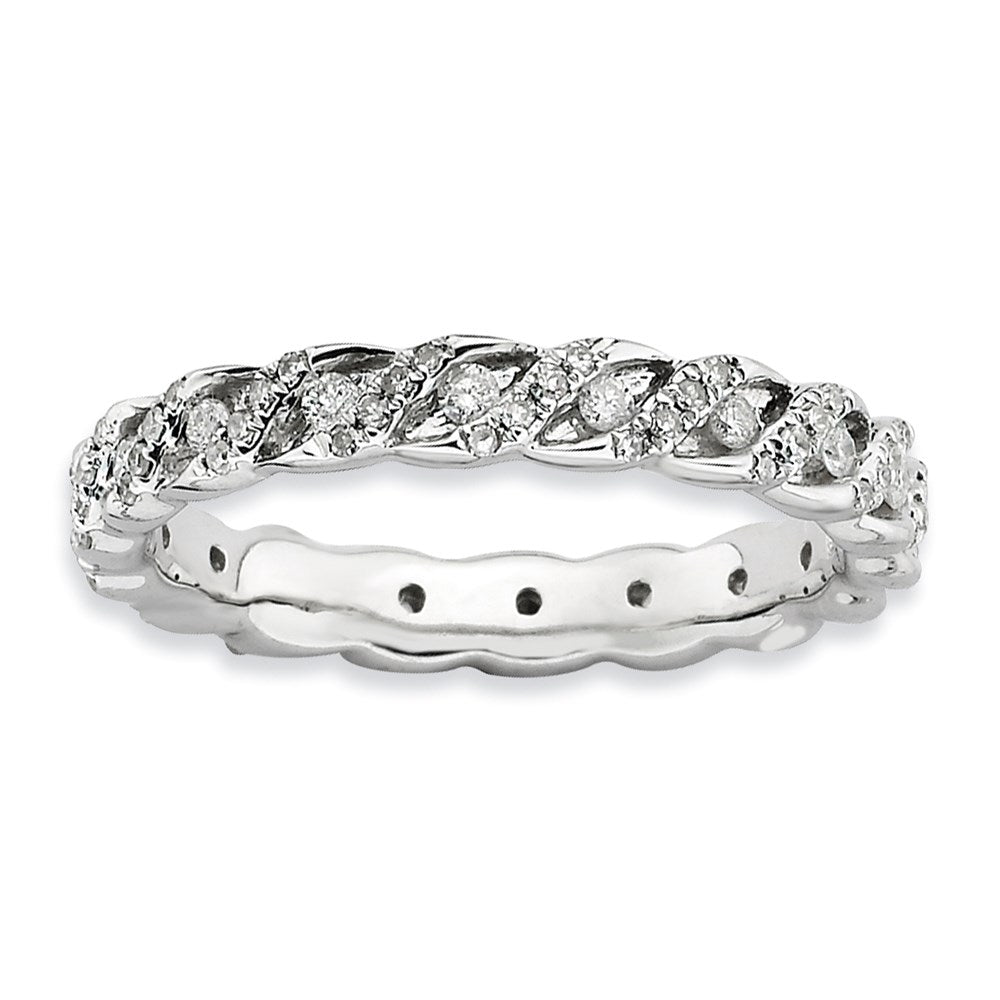 Sterlingsilber Stapelbar Expressions Poliert Diamant Ring (size 6 Nur)
