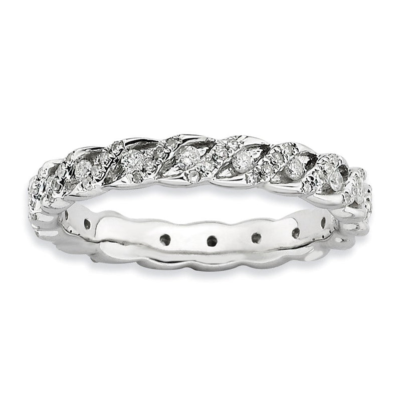 Sterlingsilber Stapelbar Expressions Poliert Diamant Ring (size 6 Nur)