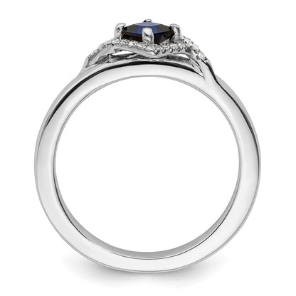 Sterlingsilber Stapelbar Expressions Poliert Cr. Saphir & Diamant Ring