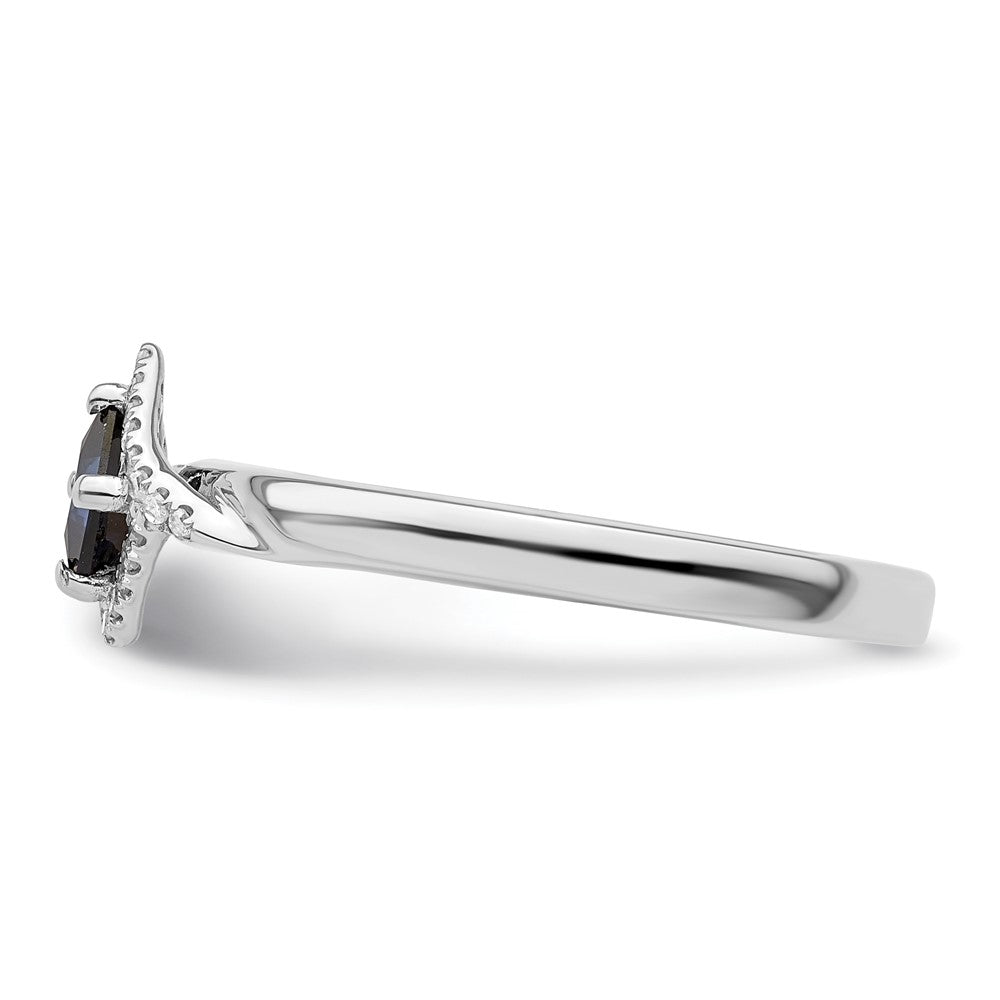 Sterlingsilber Stapelbar Expressions Poliert Cr. Saphir & Diamant Ring
