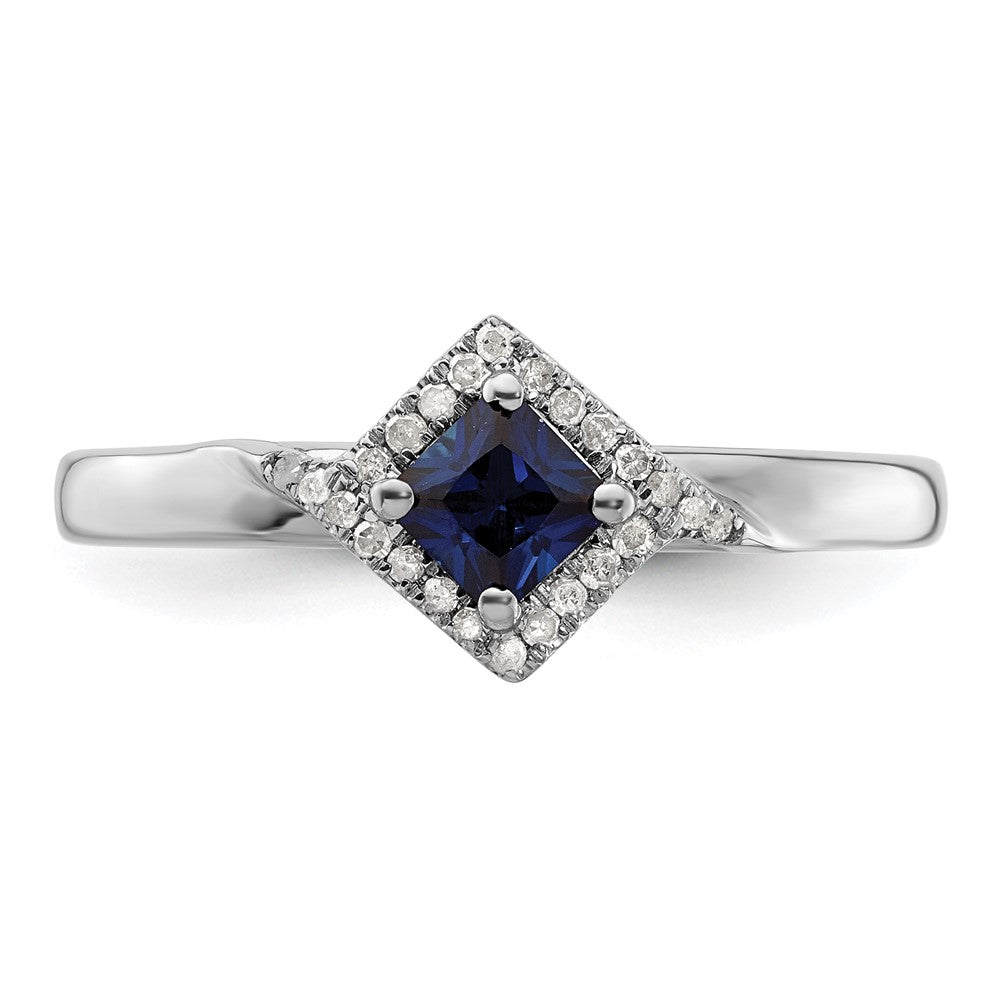 Sterlingsilber Stapelbar Expressions Poliert Cr. Saphir & Diamant Ring