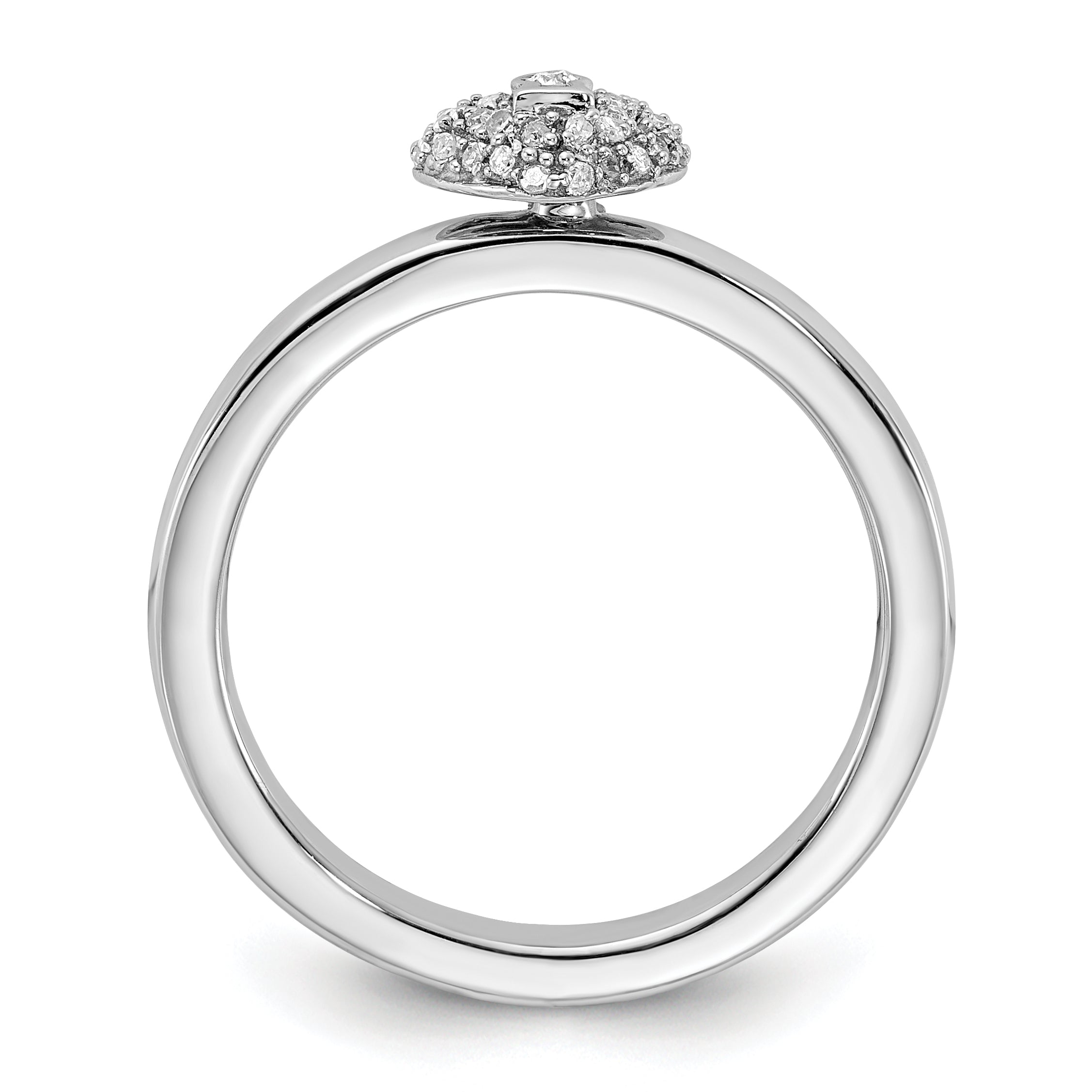 Sterlingsilber Stapelbar Expressions Poliert Diamant Herz Schloss Ring