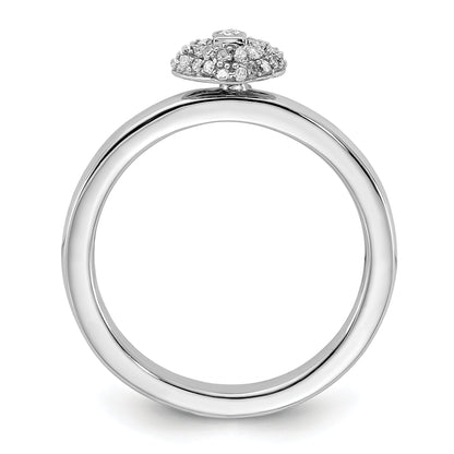 Sterlingsilber Stapelbar Expressions Poliert Diamant Herz Schloss Ring
