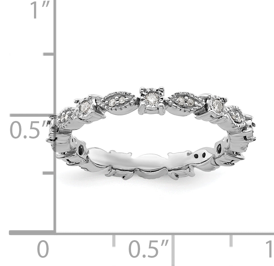 Sterlingsilber Stapelbar Expressions Poliert Diamant Ring