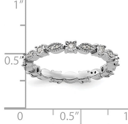 Sterlingsilber Stapelbar Expressions Poliert Diamant Ring