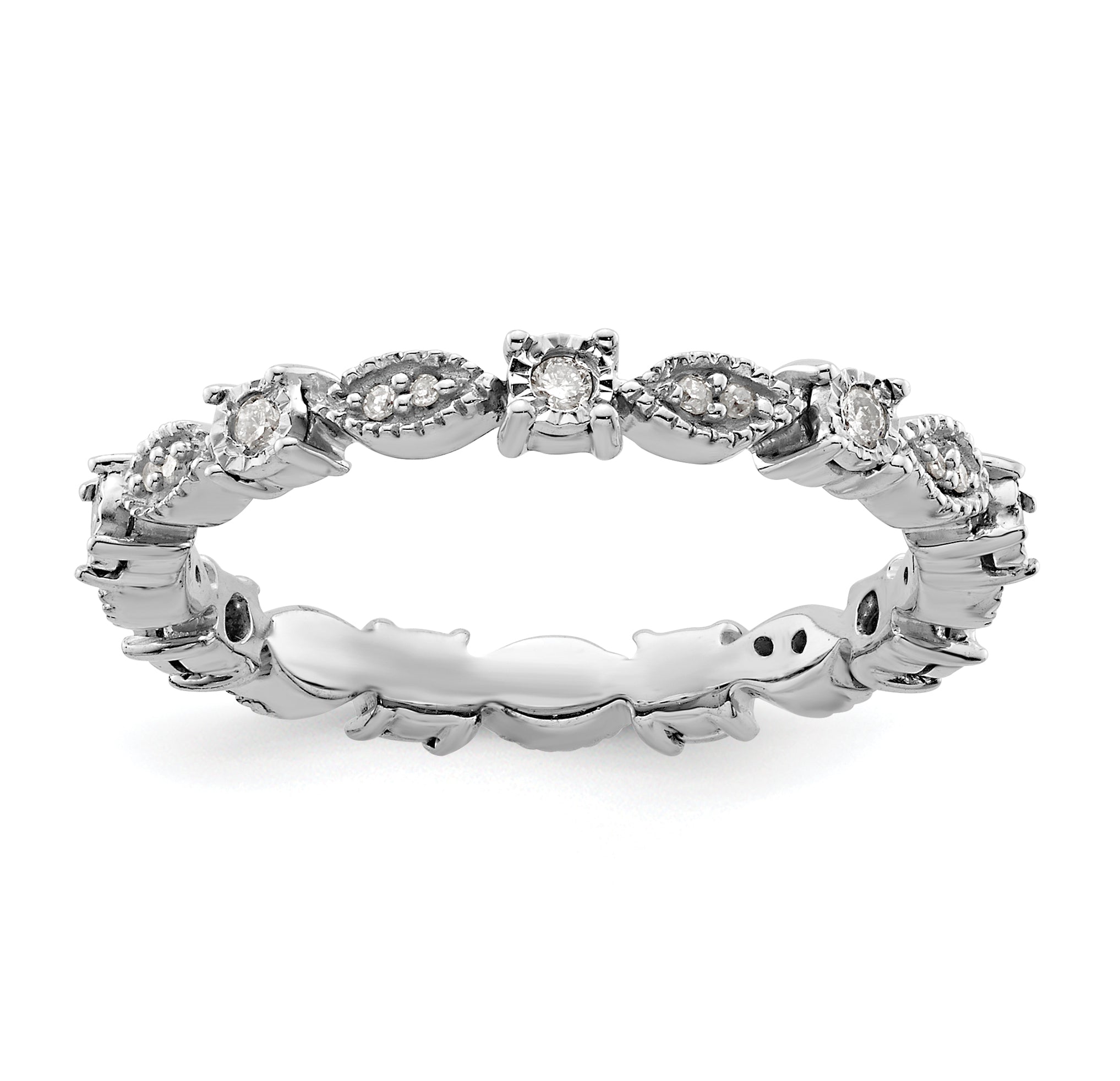 Sterlingsilber Stapelbar Expressions Poliert Diamant Ring