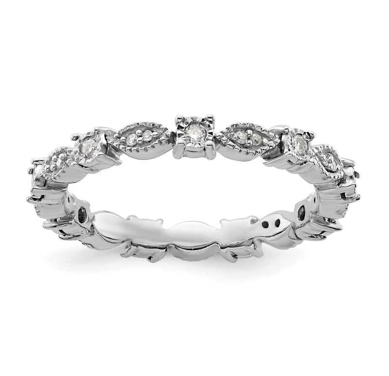 Sterlingsilber Stapelbar Expressions Poliert Diamant Ring