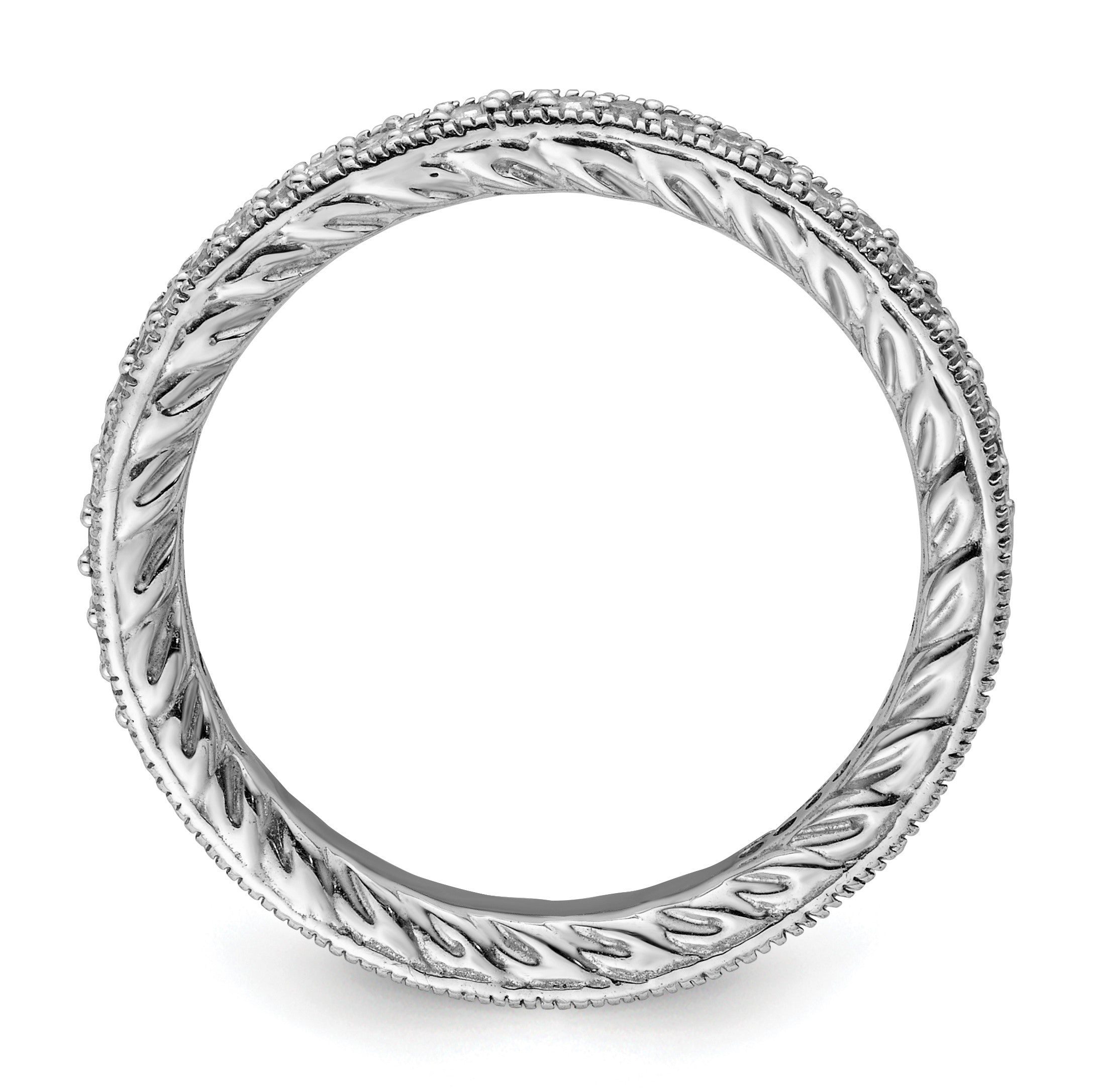 Sterlingsilber Stapelbar Expressions Poliert Diamant Ring