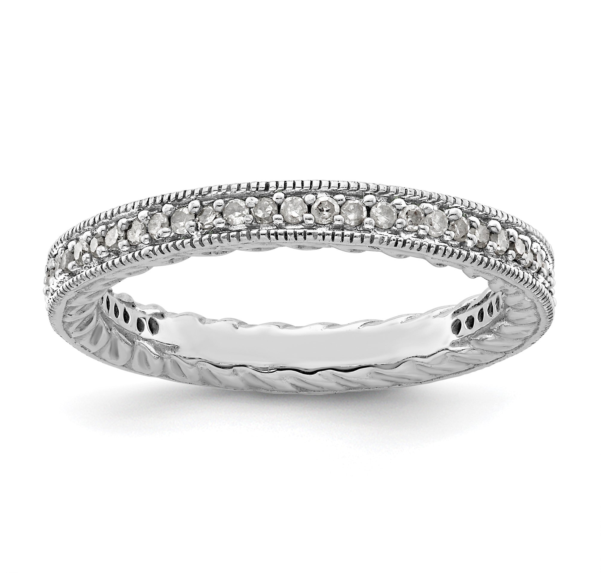 Sterlingsilber Stapelbar Expressions Poliert Diamant Ring