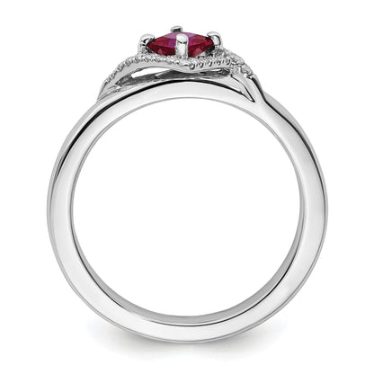 Sterlingsilber Stapelbar Expressions Poliert Cr. Rubin & Diamant Ring