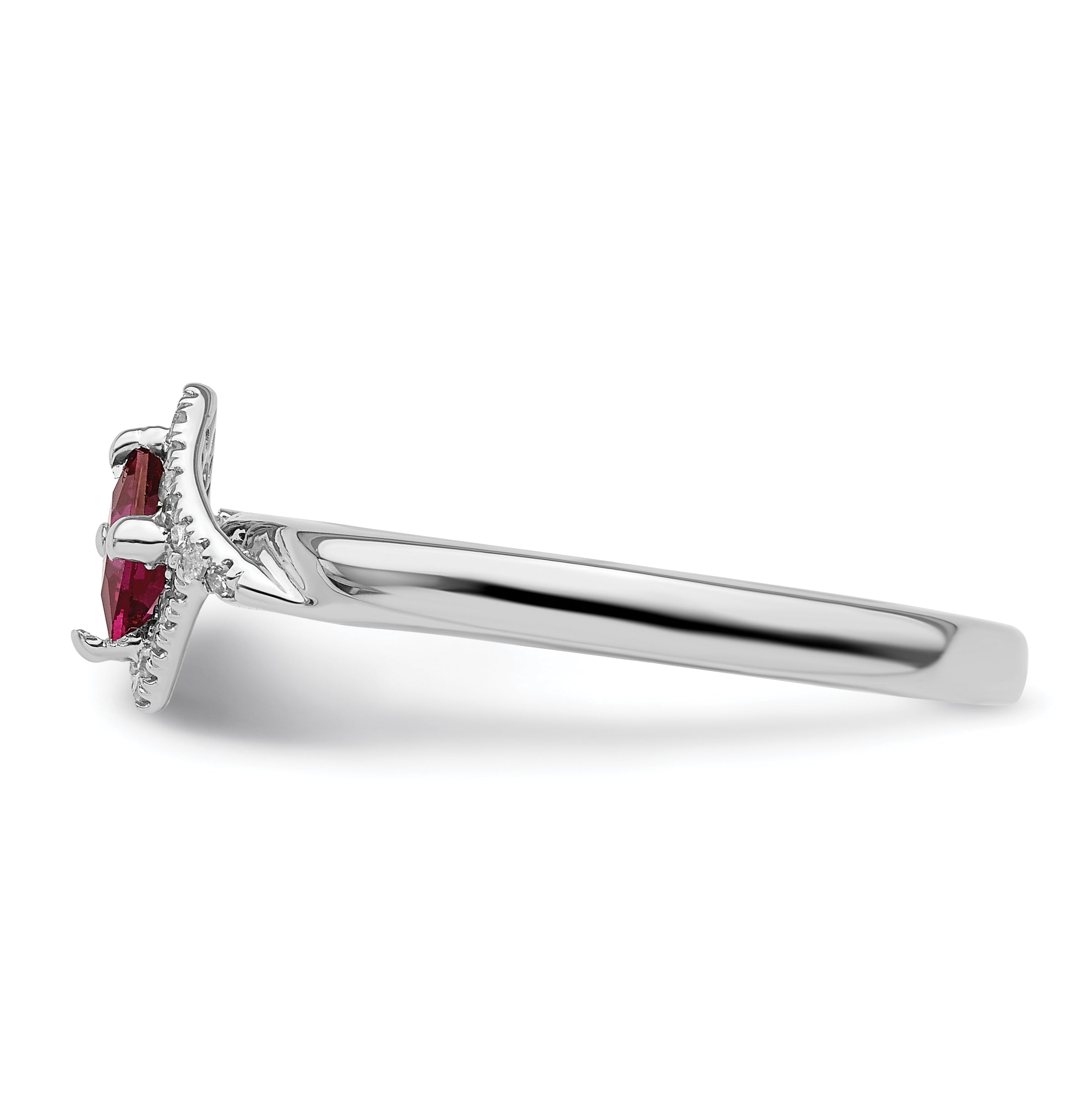 Sterlingsilber Stapelbar Expressions Poliert Cr. Rubin & Diamant Ring