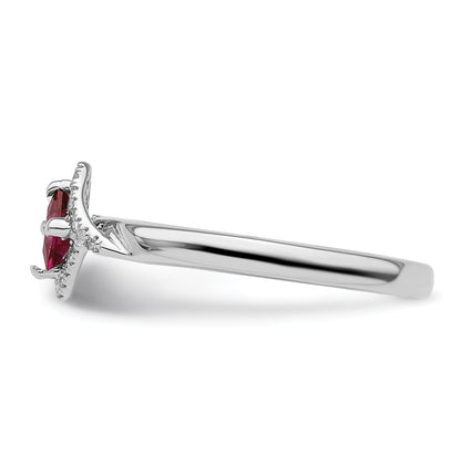 Sterlingsilber Stapelbar Expressions Poliert Cr. Rubin & Diamant Ring
