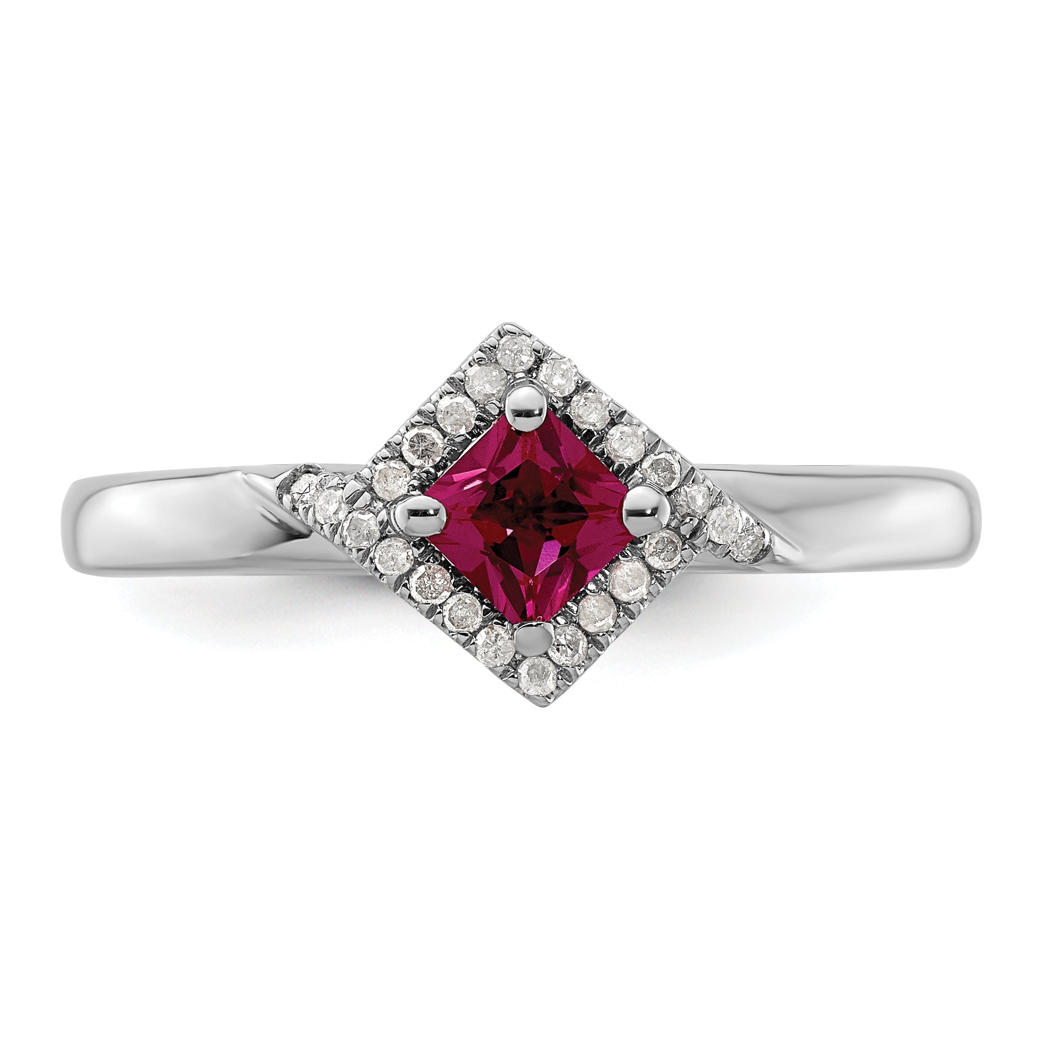 Sterlingsilber Stapelbar Expressions Poliert Cr. Rubin & Diamant Ring