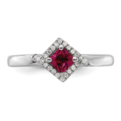 Sterlingsilber Stapelbar Expressions Poliert Cr. Rubin & Diamant Ring