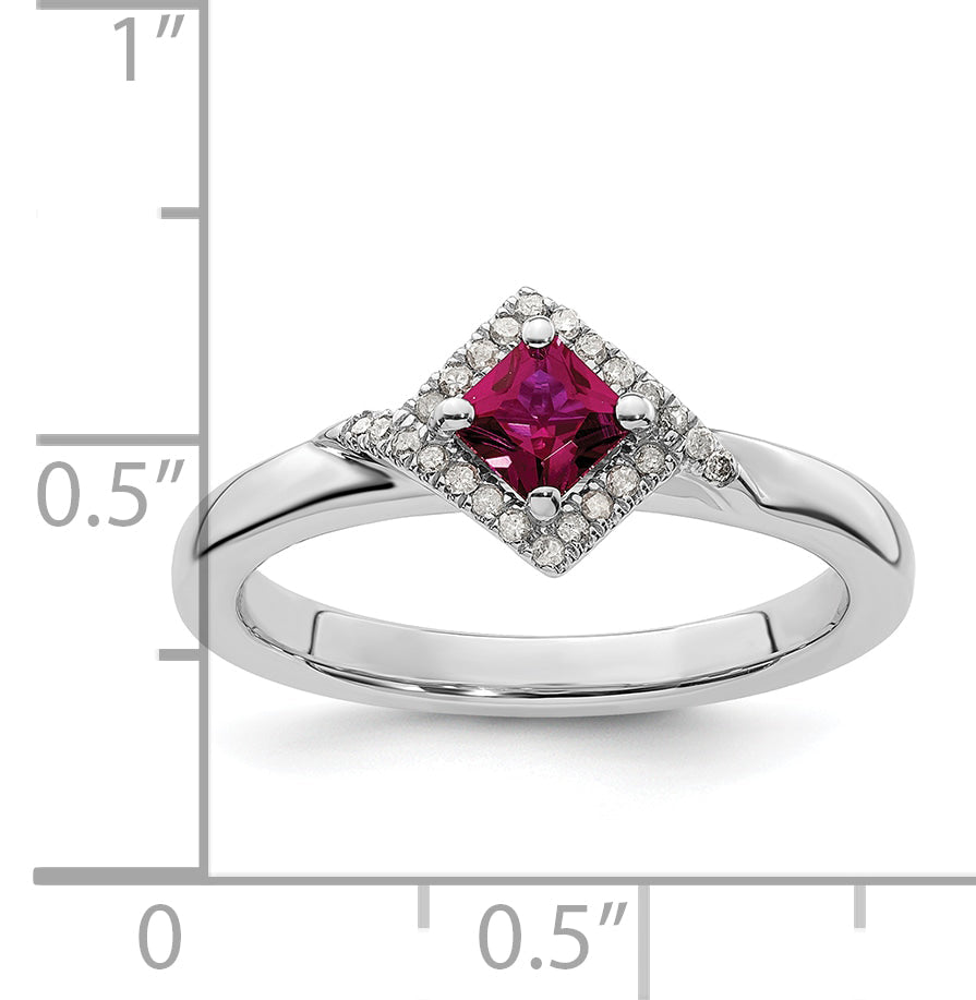 Sterlingsilber Stapelbar Expressions Poliert Cr. Rubin & Diamant Ring