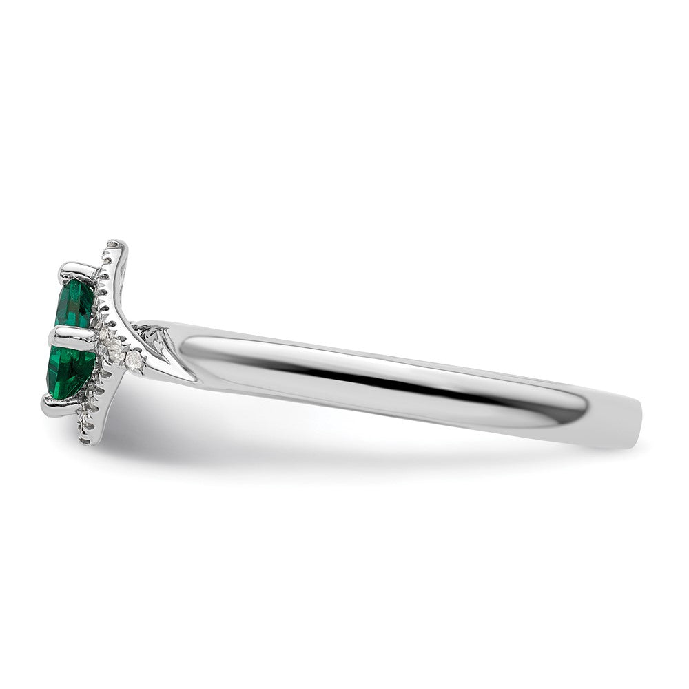 Sterlingsilber Stapelbar Expressions Poliert Cr. Smaragd & Diamant Ring