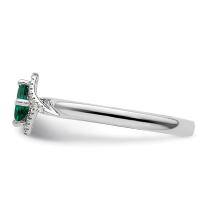 Sterlingsilber Stapelbar Expressions Poliert Cr. Smaragd & Diamant Ring