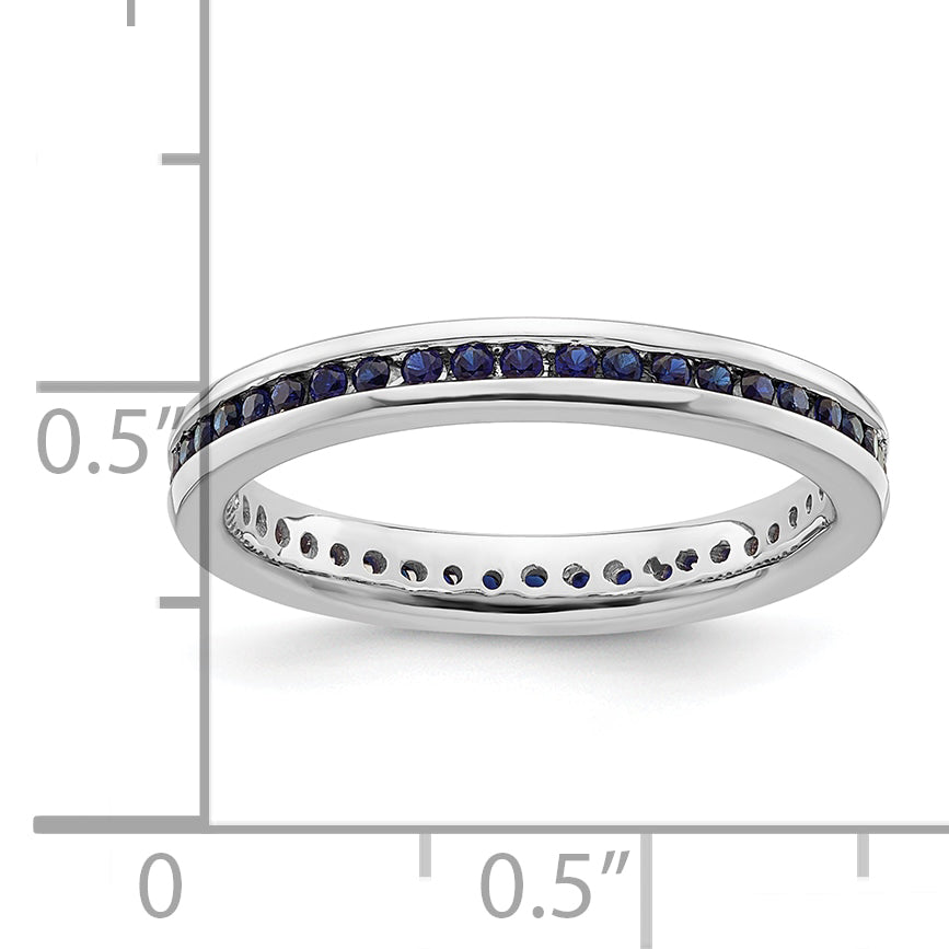 Sterlingsilber Stapelbar Expressions Poliert Erzeugt Saphir Ring