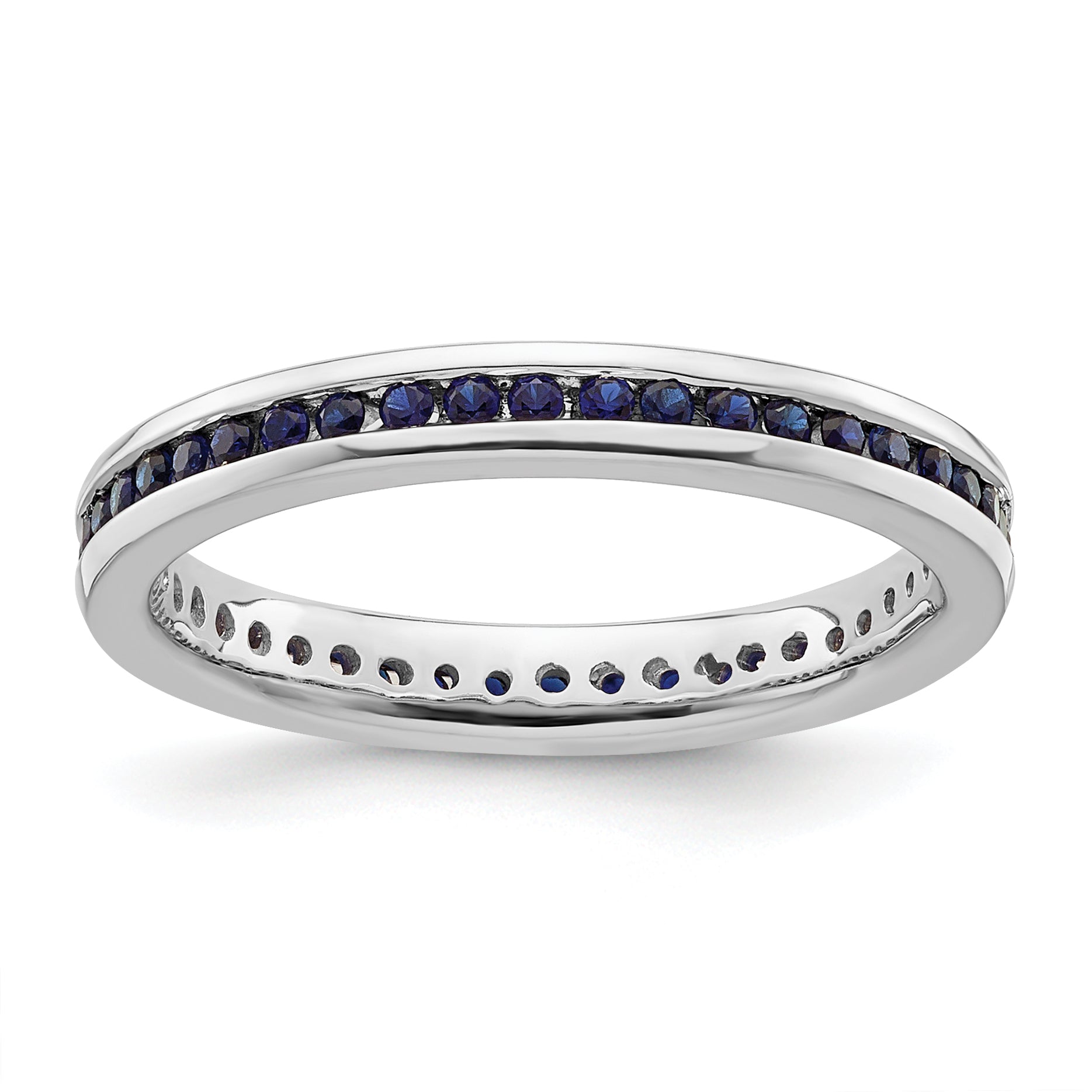 Sterlingsilber Stapelbar Expressions Poliert Erzeugt Saphir Ring