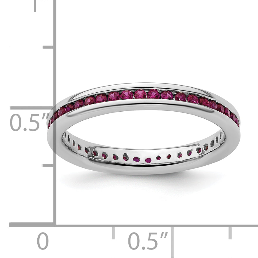Sterlingsilber Stapelbar Expressions Poliert Erzeugt Rubin Ring