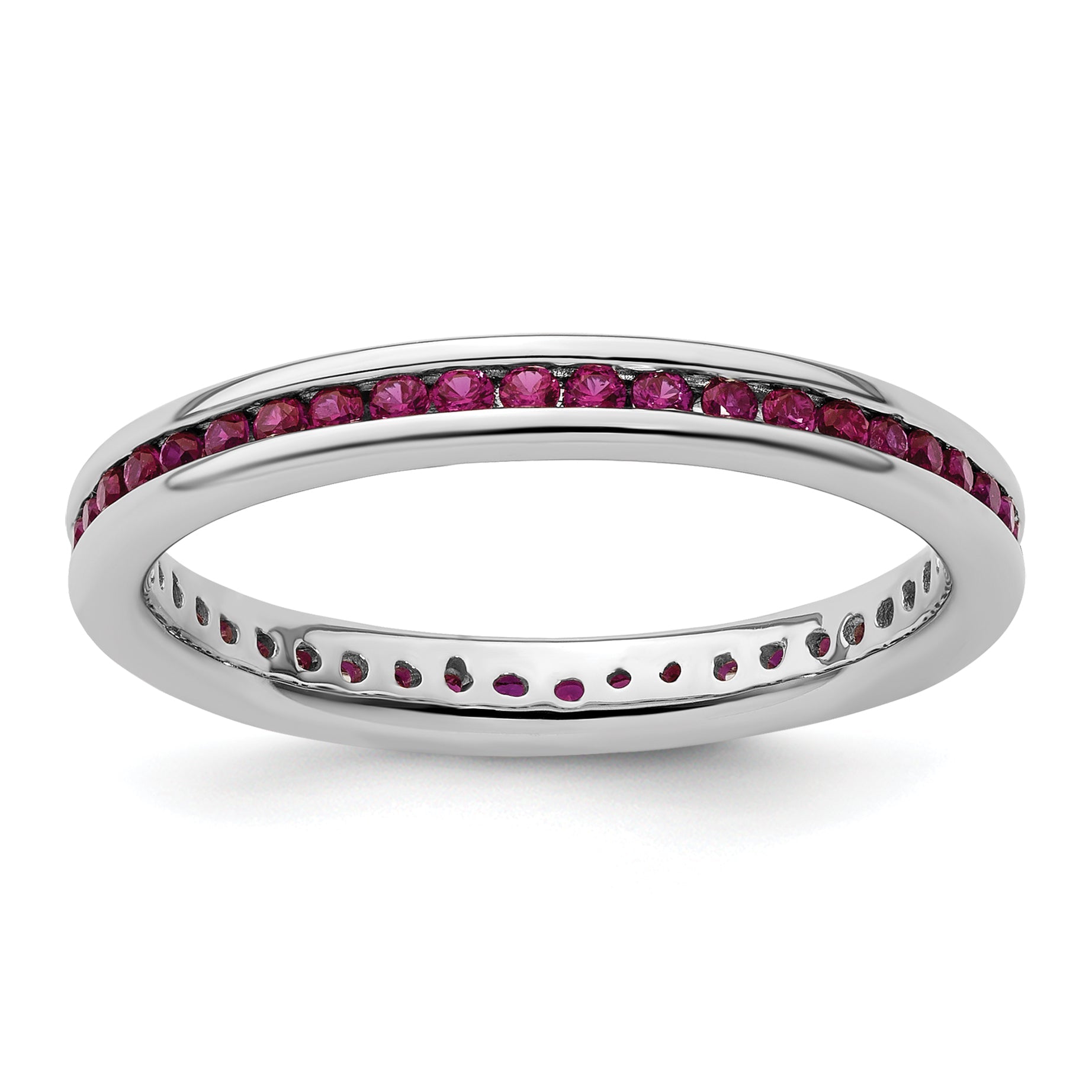 Sterlingsilber Stapelbar Expressions Poliert Erzeugt Rubin Ring