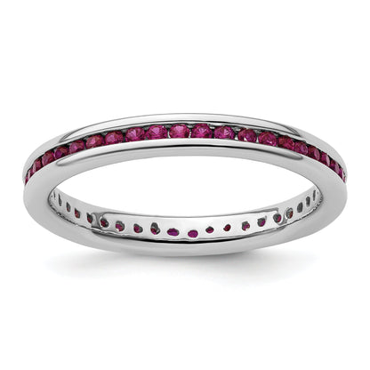 Sterlingsilber Stapelbar Expressions Poliert Erzeugt Rubin Ring
