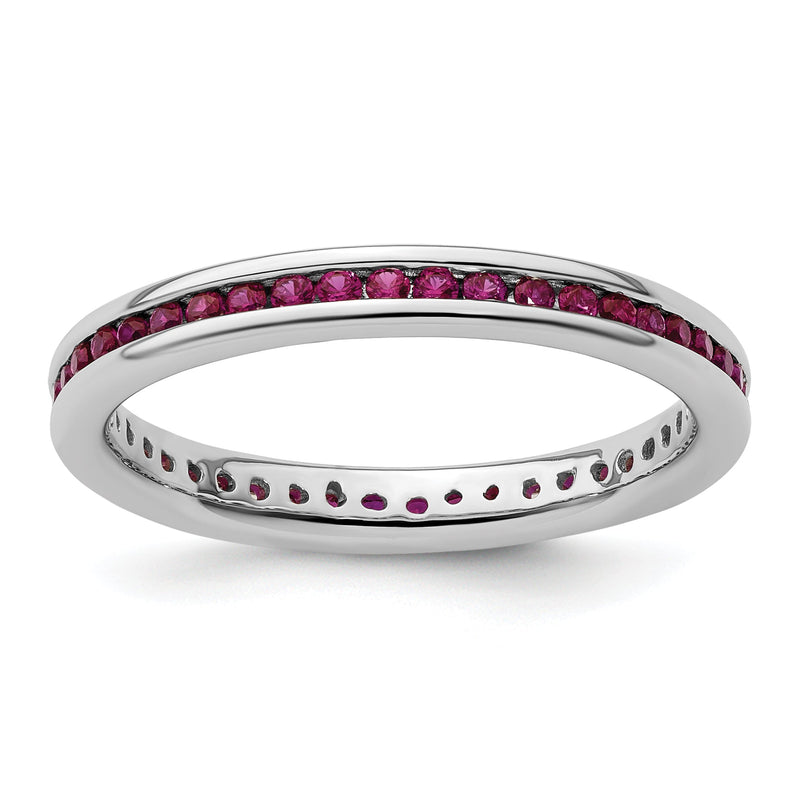 Sterlingsilber Stapelbar Expressions Poliert Erzeugt Rubin Ring