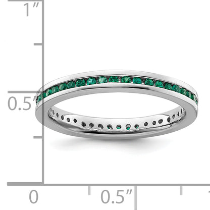 Sterlingsilber Stapelbar Expressions Poliert Erzeugt Smaragd Ring