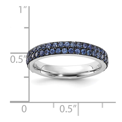 Sterlingsilber Stapelbar Expressions Poliert Erzeugt Saphir Ring