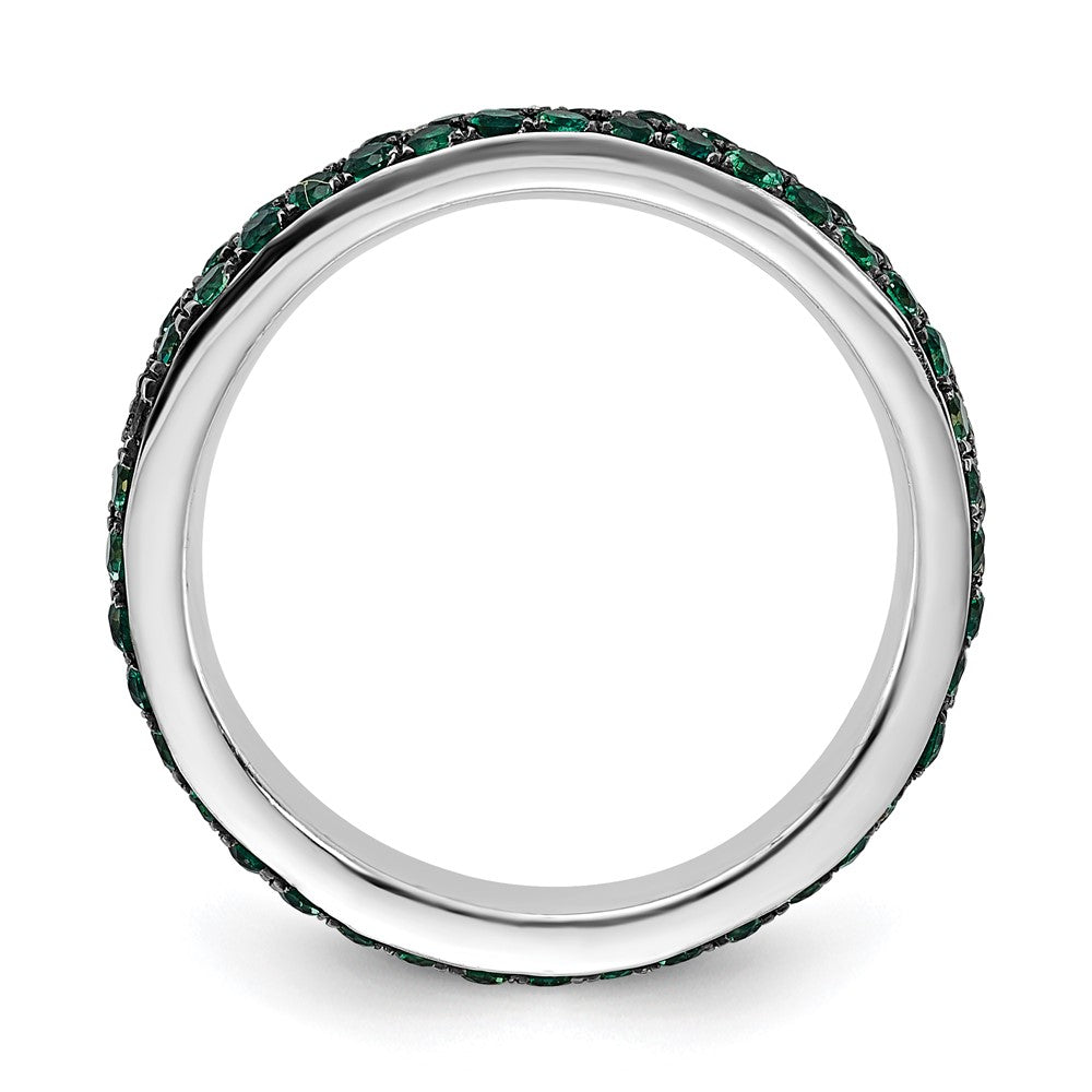 Sterlingsilber Stapelbar Expressions Poliert Erzeugt Smaragd Ring