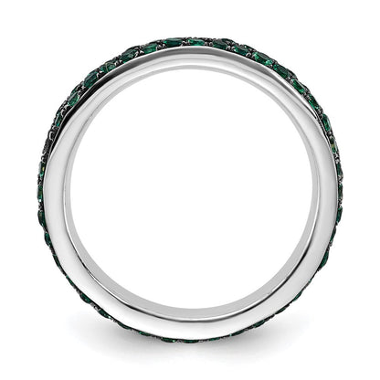 Sterlingsilber Stapelbar Expressions Poliert Erzeugt Smaragd Ring